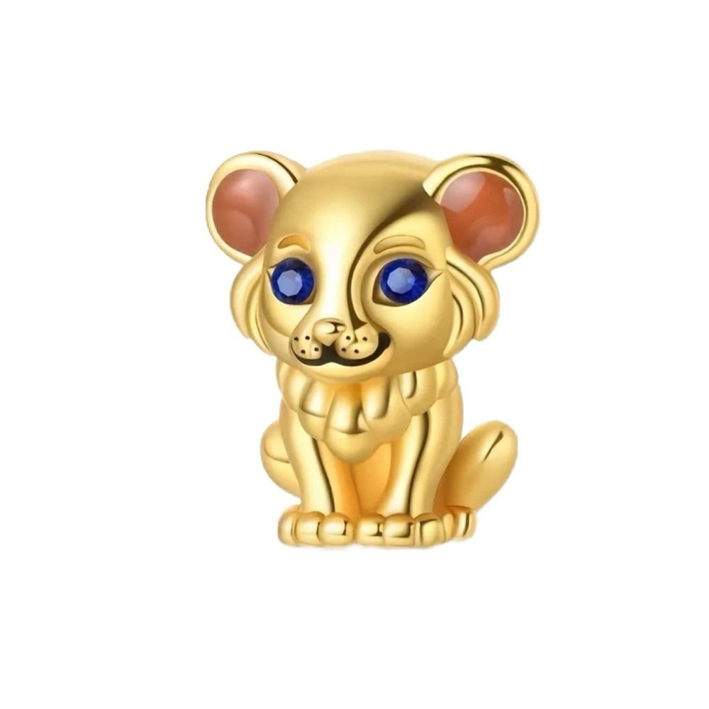 S925 Sterling Silver Lion Charm with Gold Plating - NWT